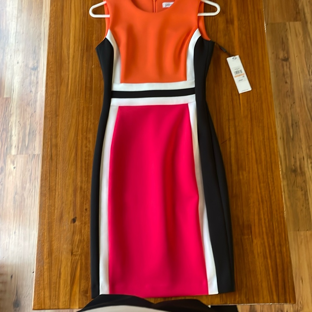 Adorable Calvin Klein shift dress color block.